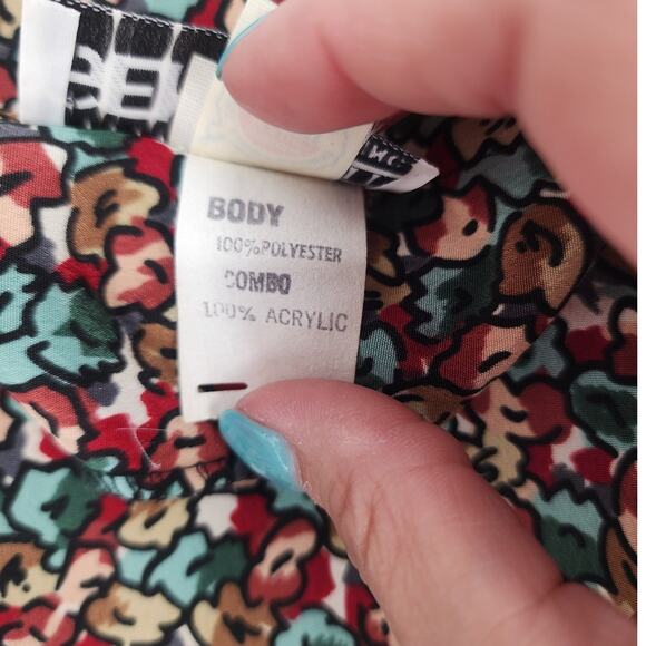 Vintage Floral Button Front Blouse Black Trim Size 20 Made in USA - Picture 8 of 12